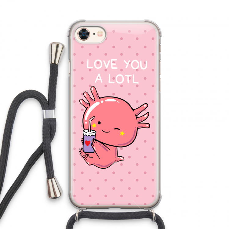 Love You A Lotl: iPhone 8 Transparant Hoesje met koord