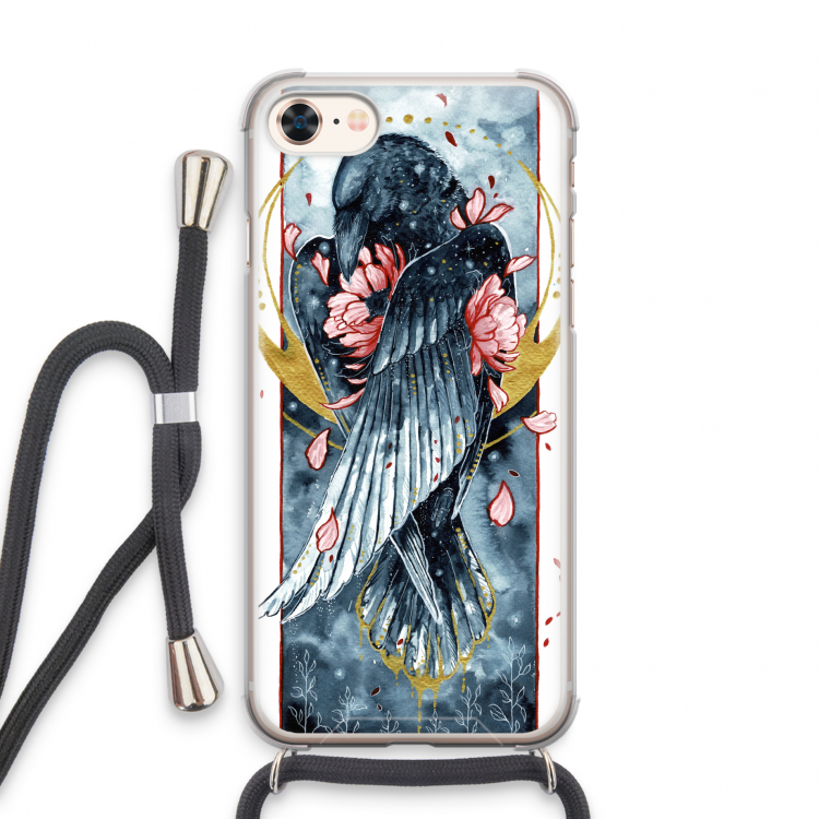 Golden Raven: iPhone 8 Transparant Hoesje met koord