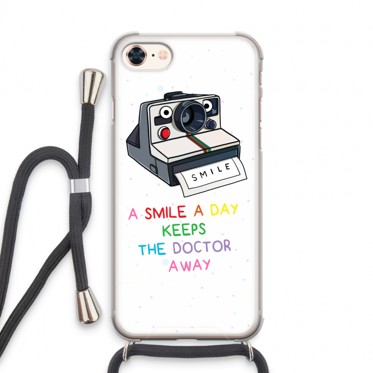 Smile: iPhone 8 Transparant Hoesje met koord