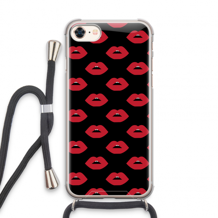 Lips: iPhone 8 Transparant Hoesje met koord