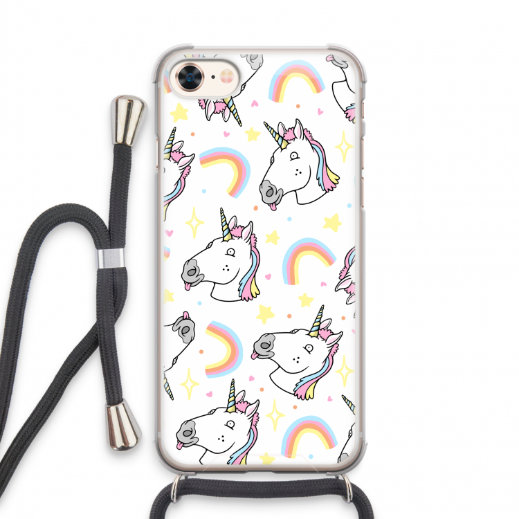 Rainbow Unicorn: iPhone 8 Transparant Hoesje met koord