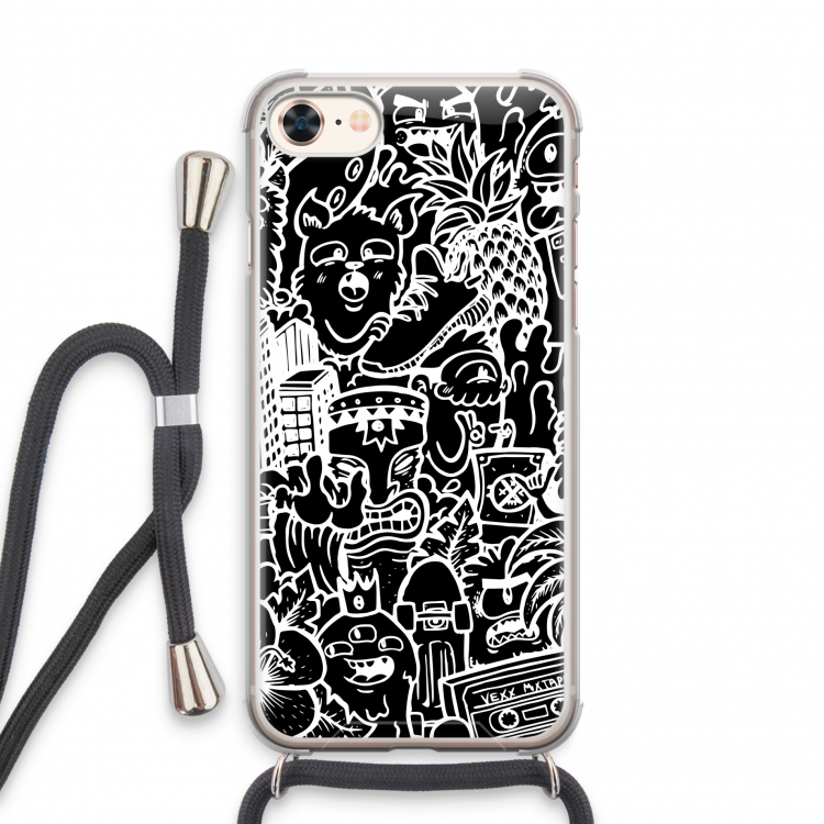 Vexx Black Mixtape: iPhone 8 Transparant Hoesje met koord