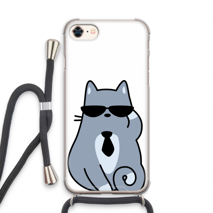 Cool cat: iPhone 8 Transparant Hoesje met koord