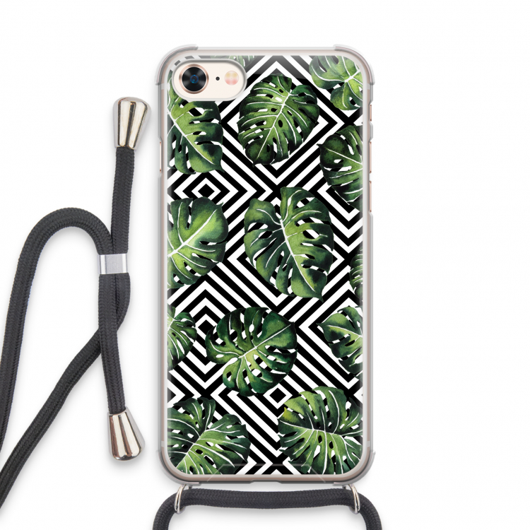 Geometrische jungle: iPhone 8 Transparant Hoesje met koord