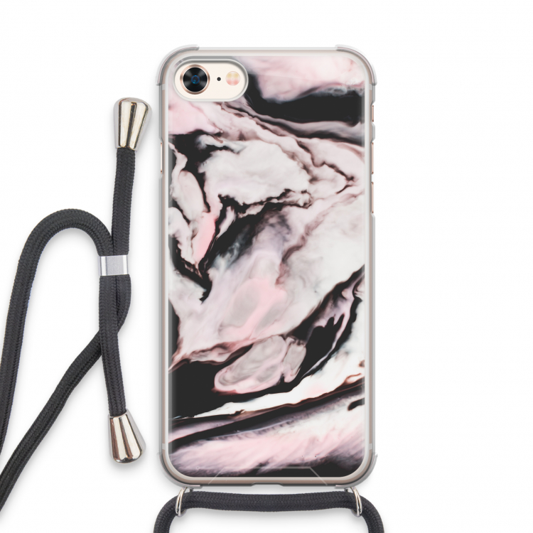 Roze stroom: iPhone 8 Transparant Hoesje met koord
