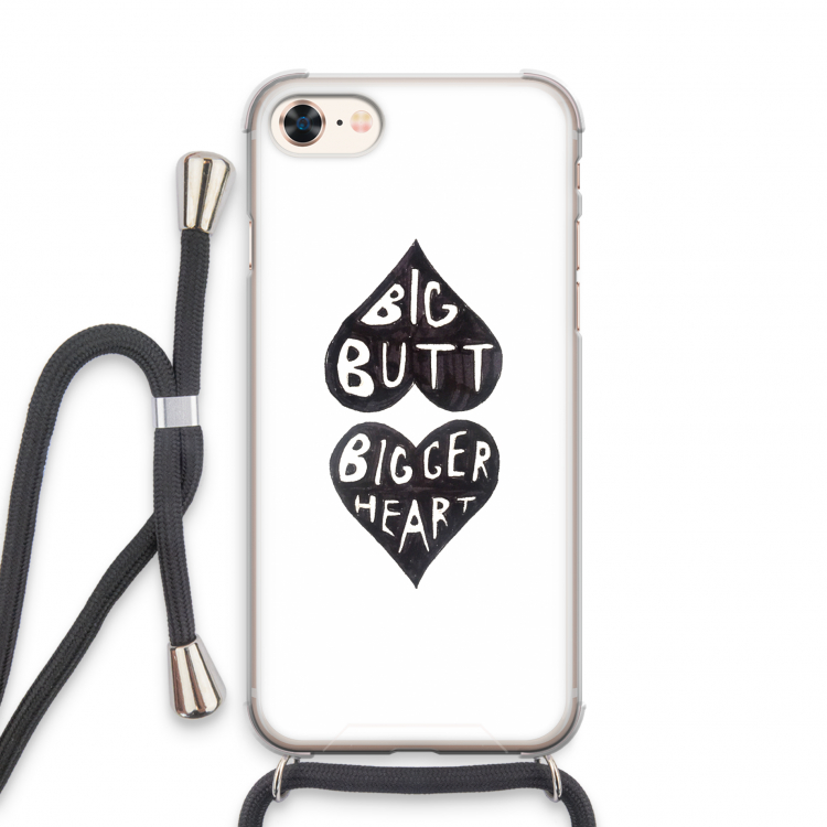 Big butt bigger heart: iPhone 8 Transparant Hoesje met koord