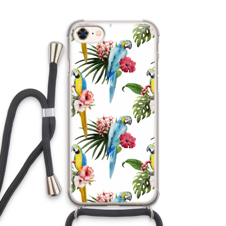Kleurrijke papegaaien: iPhone 8 Transparant Hoesje met koord