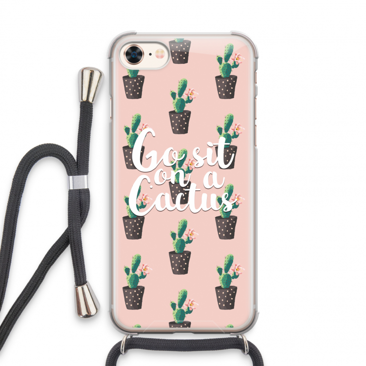 Cactus quote: iPhone 8 Transparant Hoesje met koord