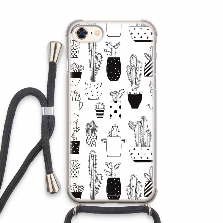 Cactusmotief: iPhone 8 Transparant Hoesje met koord