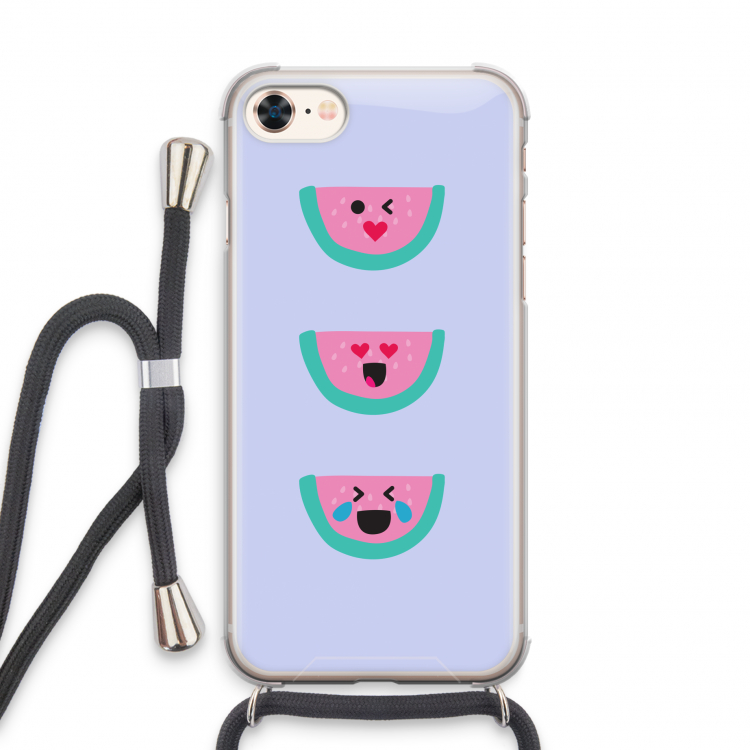 Smiley watermeloen: iPhone 8 Transparant Hoesje met koord