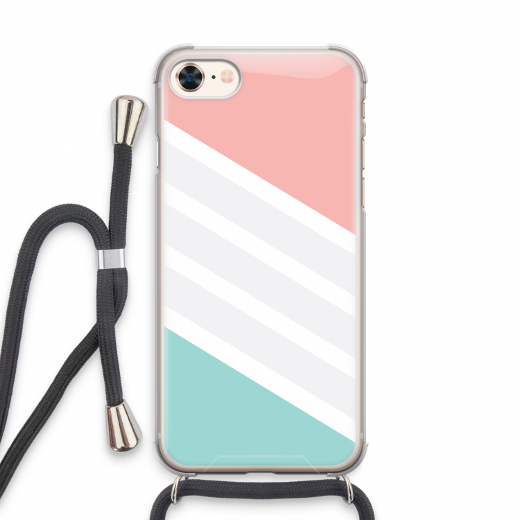 Strepen pastel: iPhone 8 Transparant Hoesje met koord
