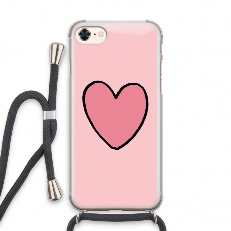 Hartje: iPhone 8 Transparant Hoesje met koord
