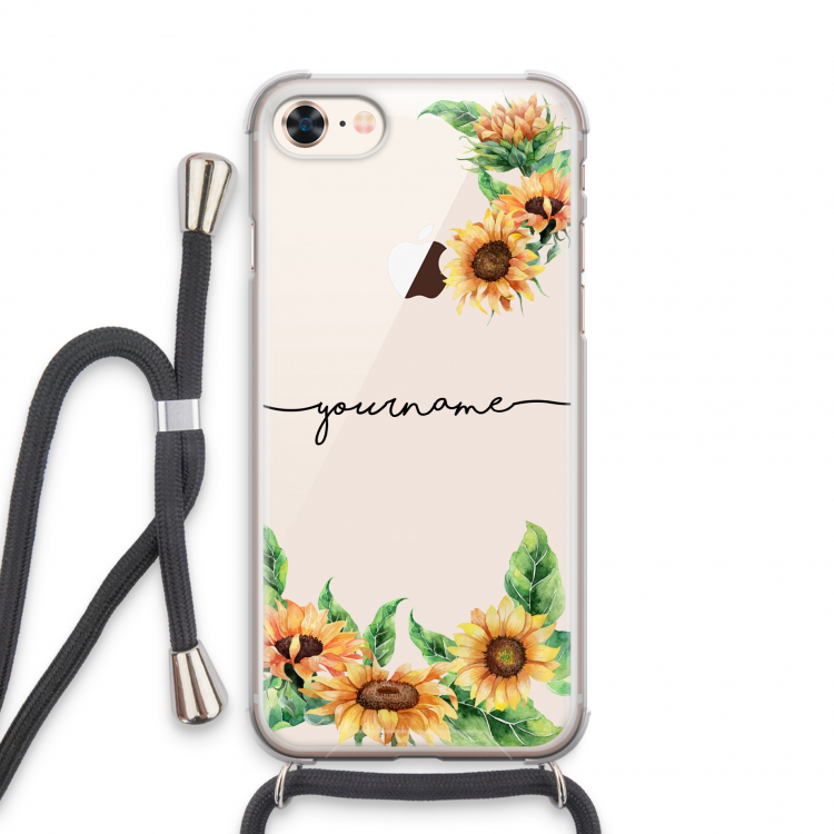 Zonnebloemen: iPhone 8 Transparant Hoesje met koord
