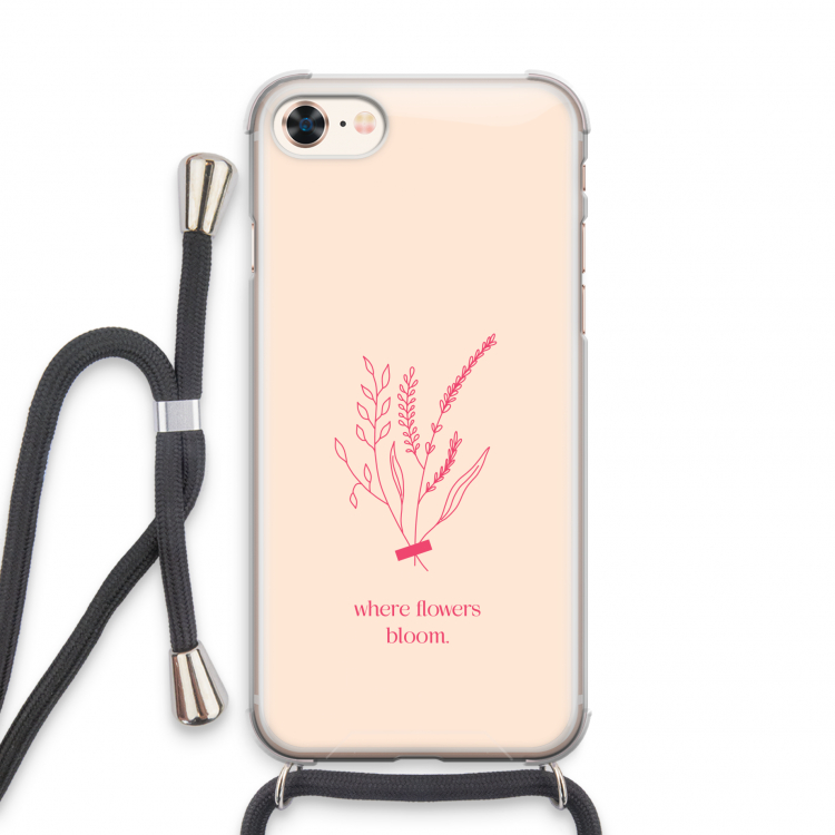 Where flowers bloom: iPhone 8 Transparant Hoesje met koord