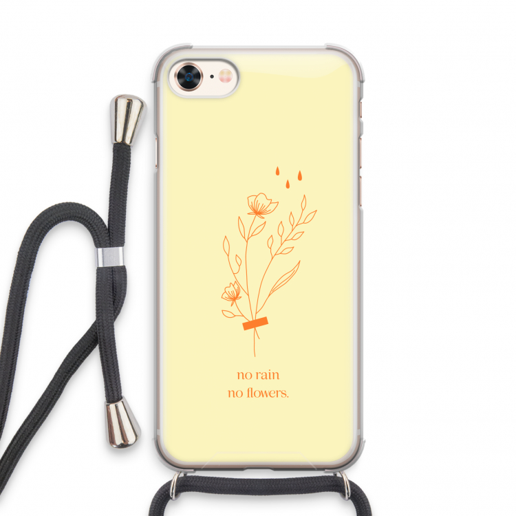 No rain no flowers: iPhone 8 Transparant Hoesje met koord
