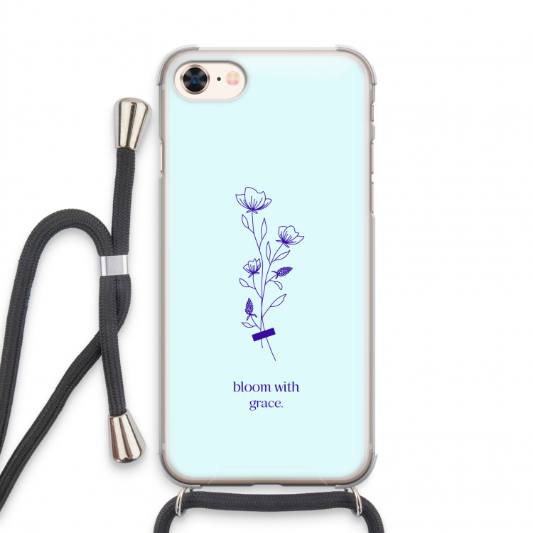 Bloom with grace: iPhone 8 Transparant Hoesje met koord