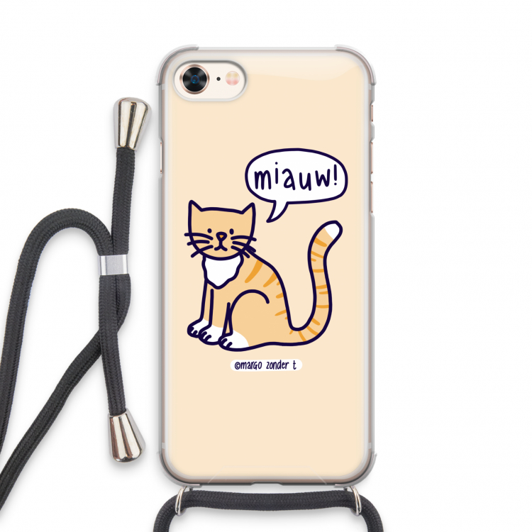 Miauw: iPhone 8 Transparant Hoesje met koord