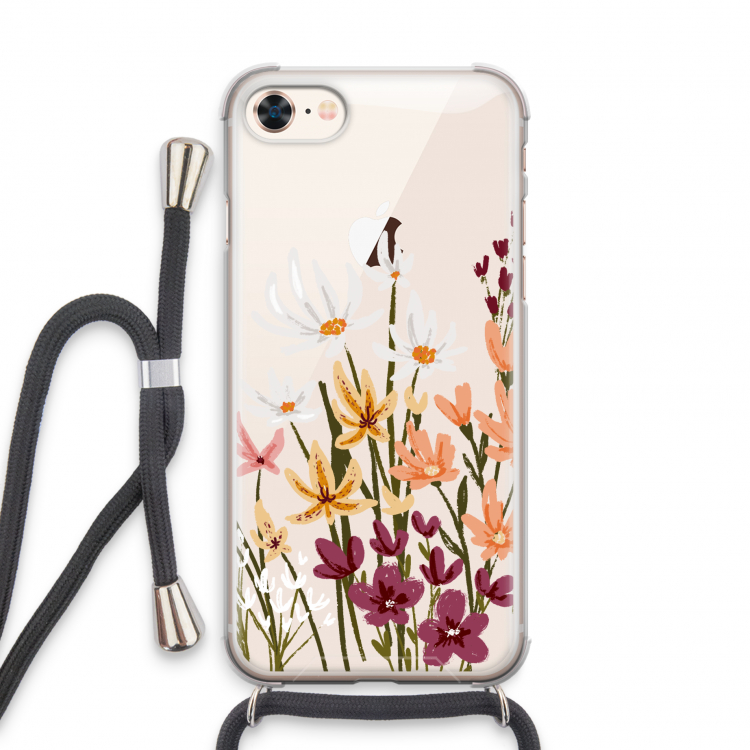 Painted wildflowers: iPhone 8 Transparant Hoesje met koord