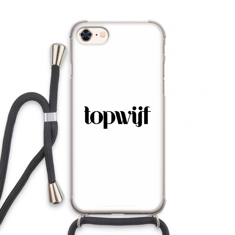 Topwijf Wit: iPhone 8 Transparant Hoesje met koord