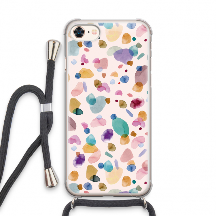 Terrazzo Memphis Pink: iPhone 8 Transparant Hoesje met koord
