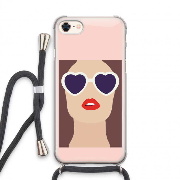 Red lips: iPhone 8 Transparant Hoesje met koord