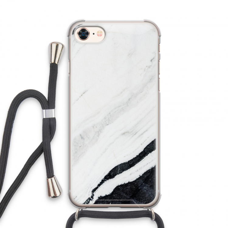 Elegante marmer: iPhone 8 Transparant Hoesje met koord