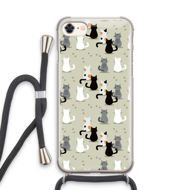 Katten: iPhone 8 Transparant Hoesje met koord
