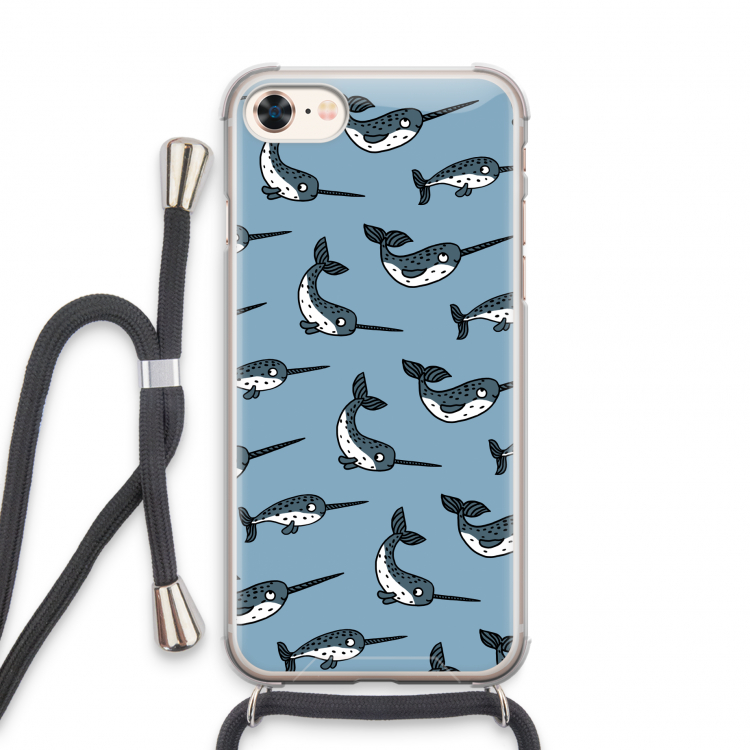 Narwhal: iPhone 8 Transparant Hoesje met koord