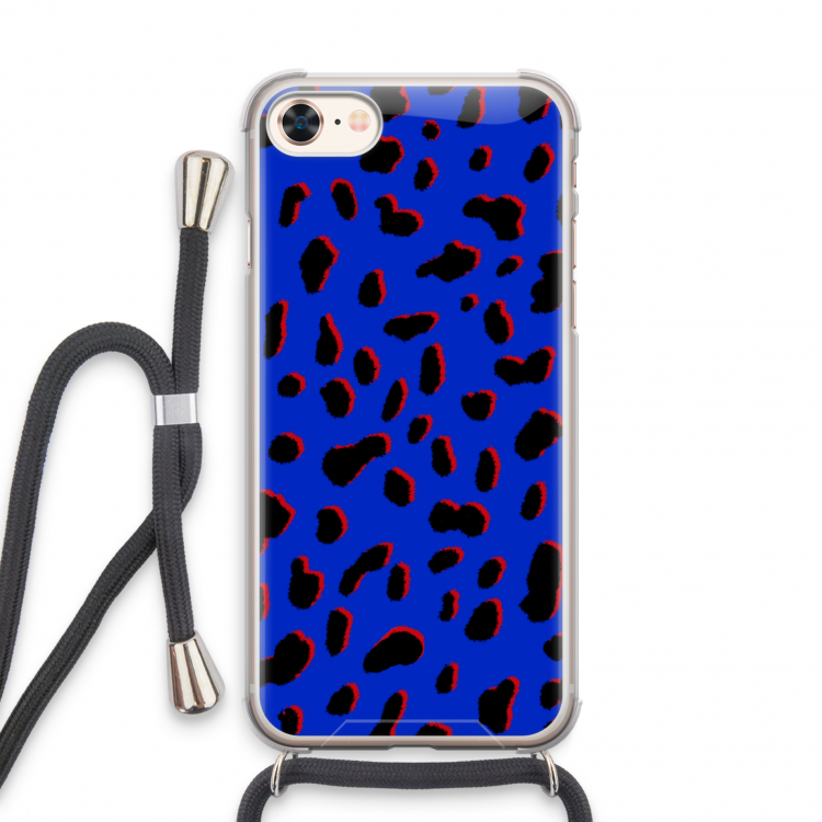 Blue Leopard: iPhone 8 Transparant Hoesje met koord
