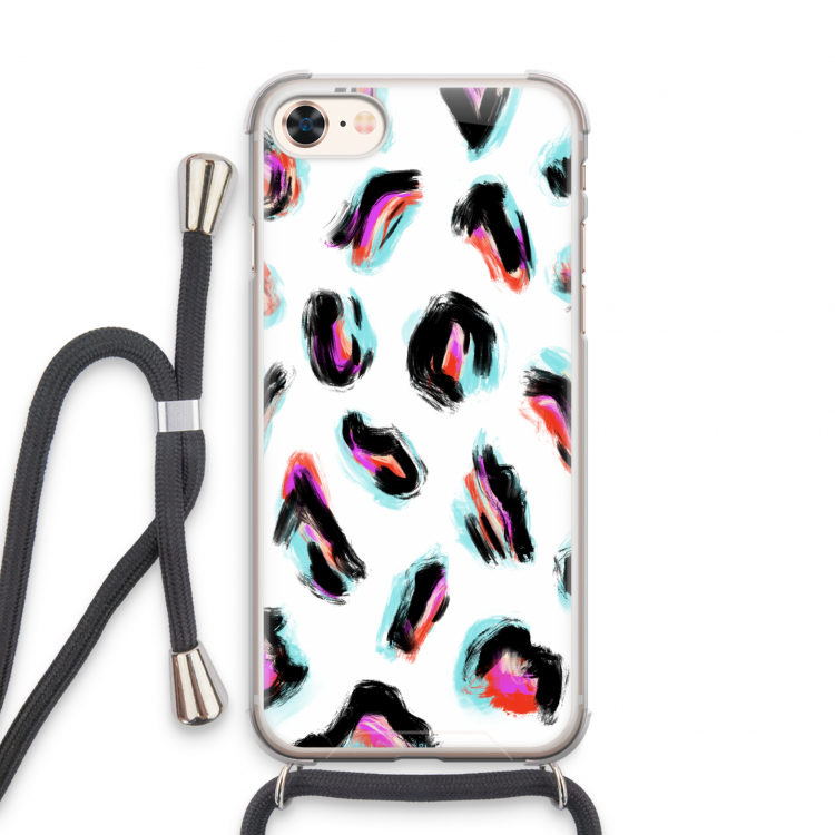 Cheetah color: iPhone 8 Transparant Hoesje met koord