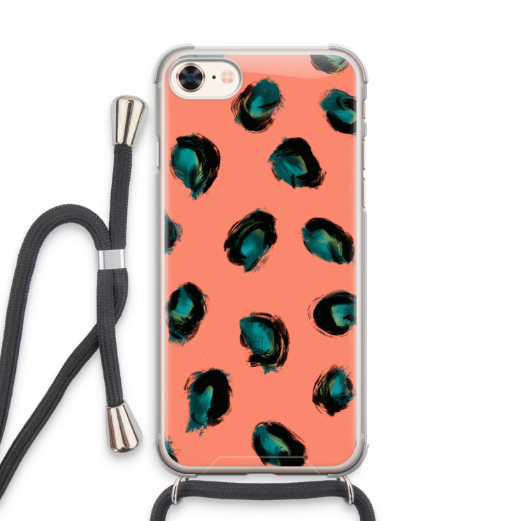 Pink Cheetah: iPhone 8 Transparant Hoesje met koord
