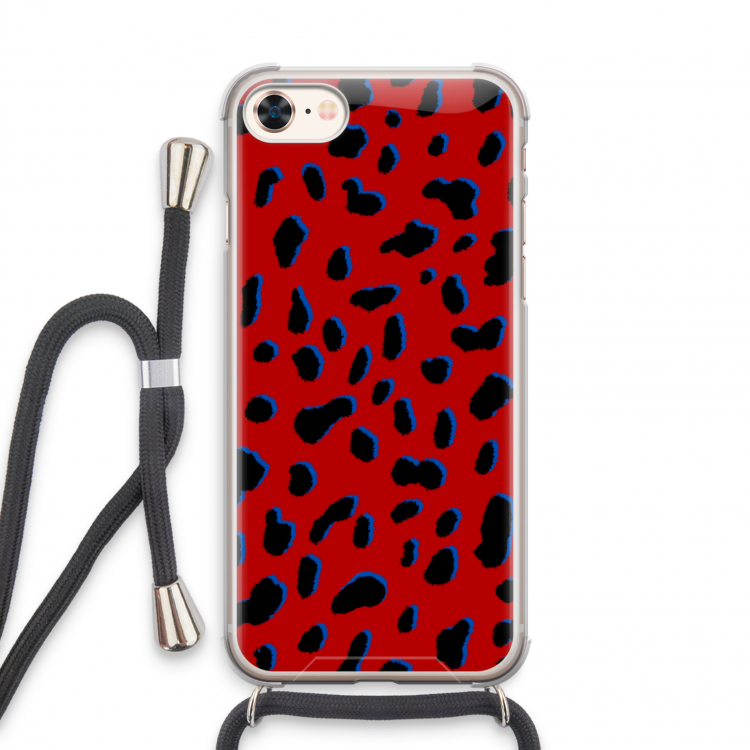 Red Leopard: iPhone 8 Transparant Hoesje met koord