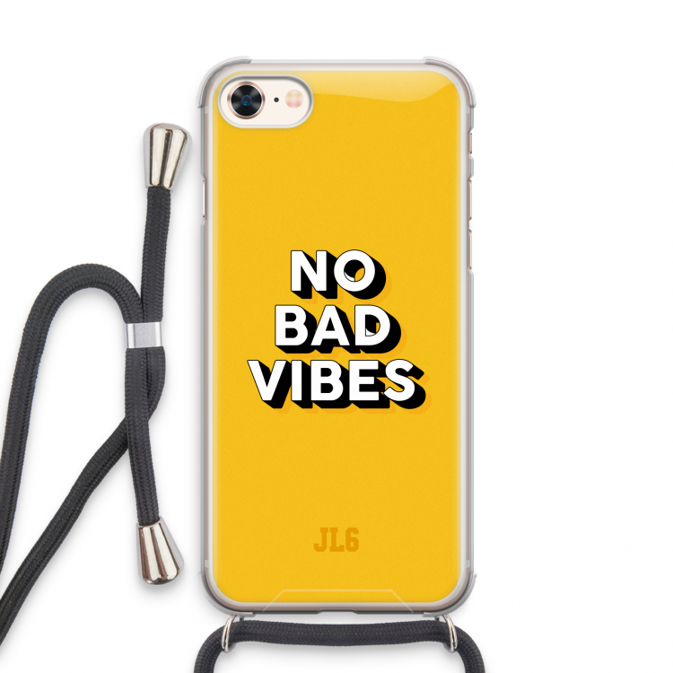No Bad Vibes: iPhone 8 Transparant Hoesje met koord