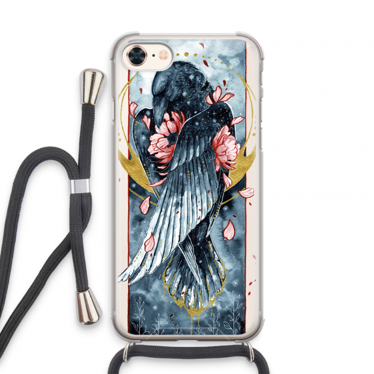 Golden Raven: iPhone 8 Transparant Hoesje met koord