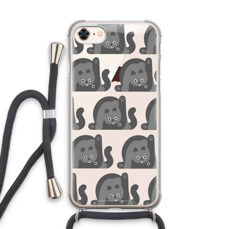 Cats: iPhone 8 Transparant Hoesje met koord