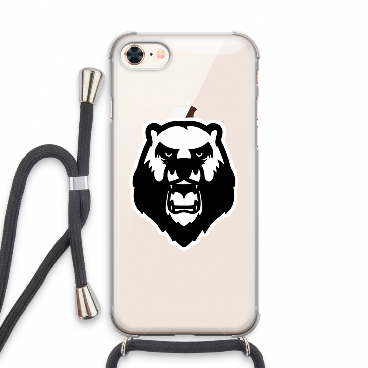 Angry Bear (white): iPhone 8 Transparant Hoesje met koord