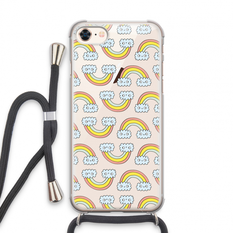 Regenboog: iPhone 8 Transparant Hoesje met koord