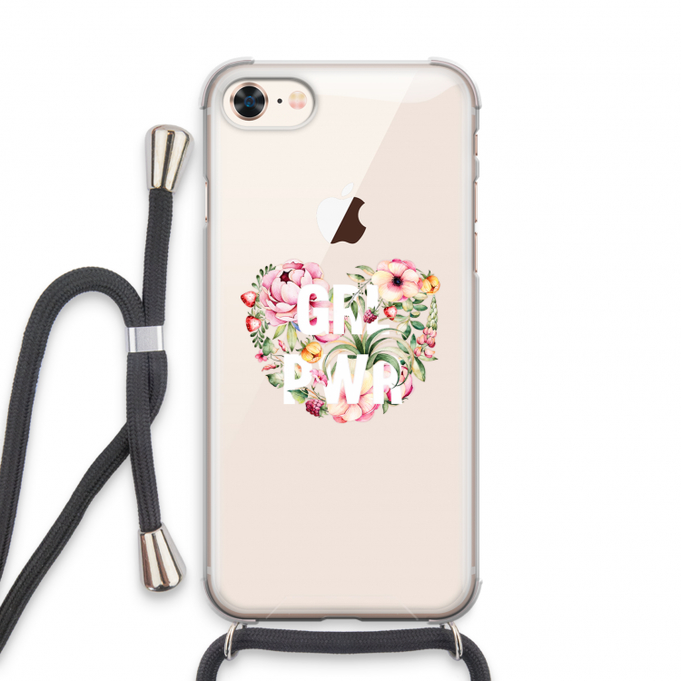 GRL PWR Flower: iPhone 8 Transparant Hoesje met koord