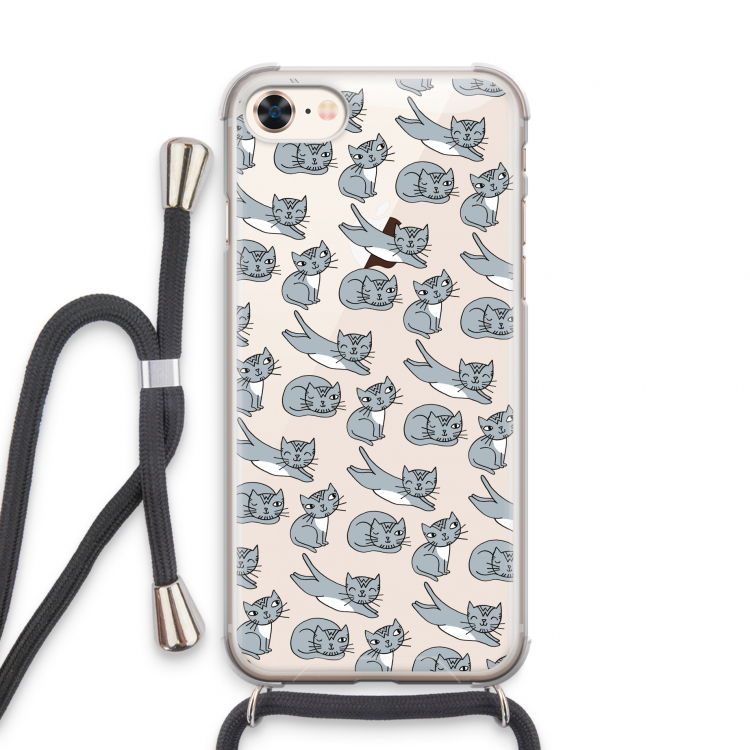 Poezen: iPhone 8 Transparant Hoesje met koord
