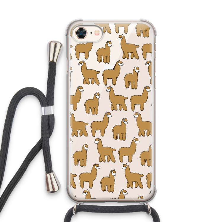 Alpacas: iPhone 8 Transparant Hoesje met koord