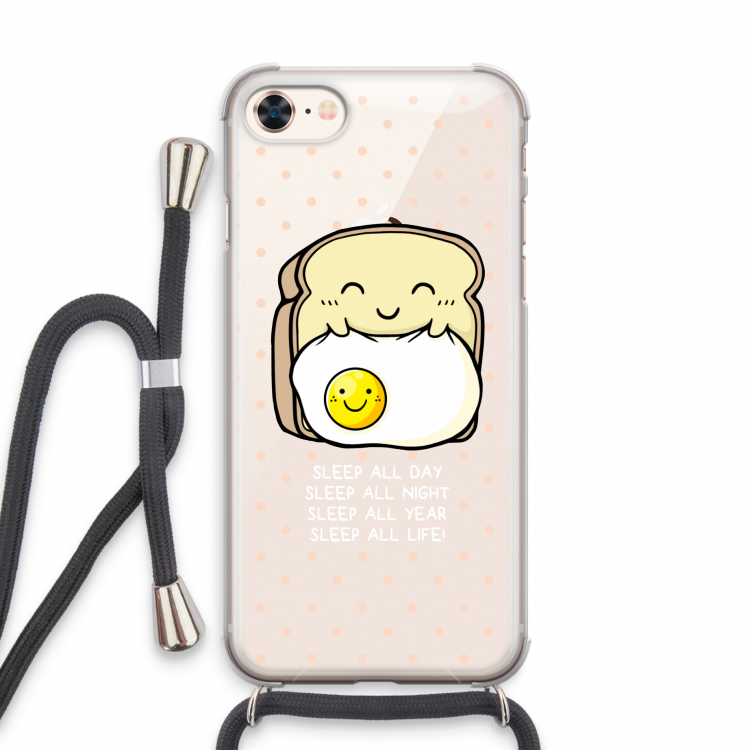 Sleep All Day: iPhone 8 Transparant Hoesje met koord