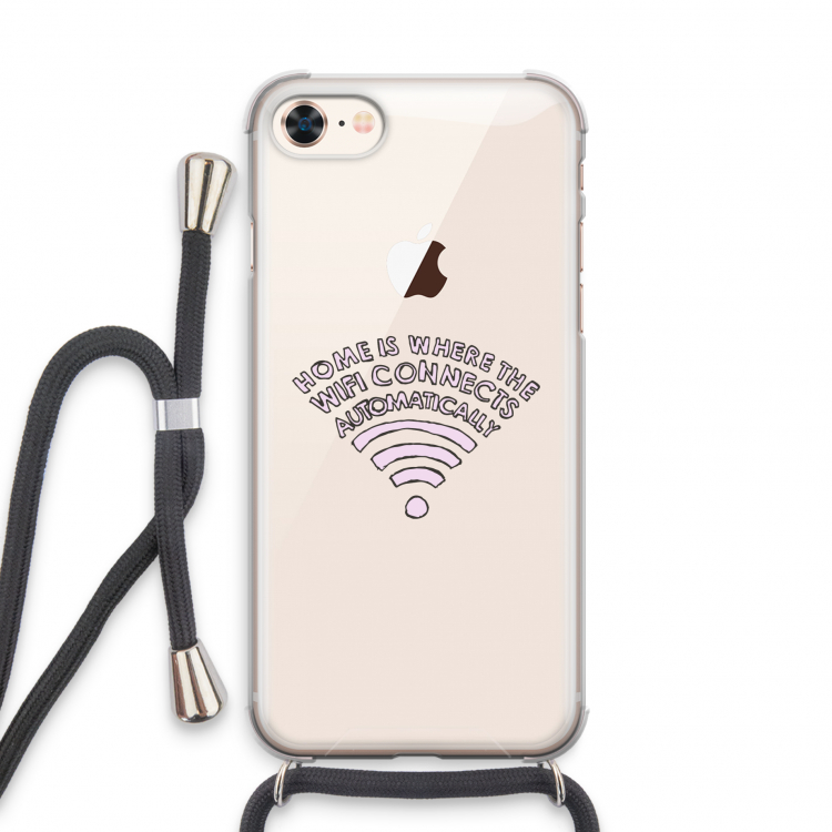 Home Is Where The Wifi Is: iPhone 8 Transparant Hoesje met koord