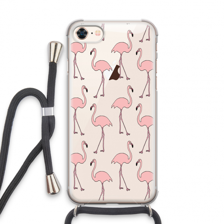 Anything Flamingoes: iPhone 8 Transparant Hoesje met koord
