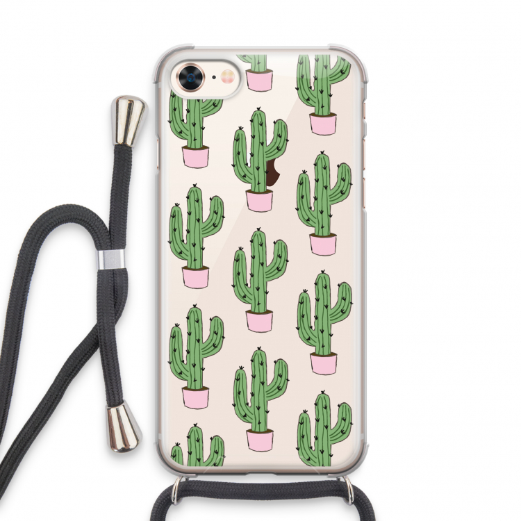 Cactus Lover: iPhone 8 Transparant Hoesje met koord