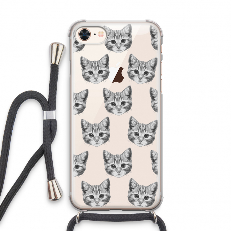 Kitten: iPhone 8 Transparant Hoesje met koord