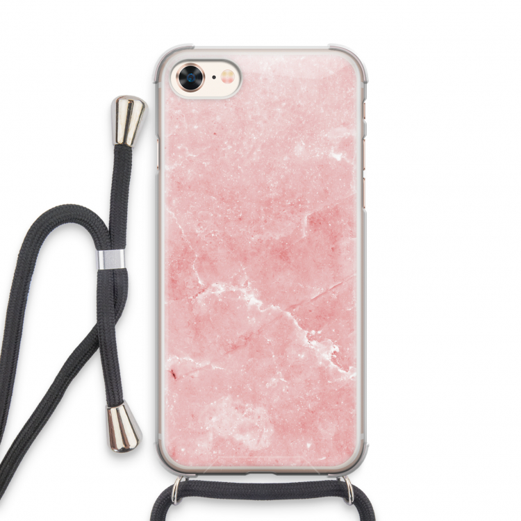 Roze marmer: iPhone 8 Transparant Hoesje met koord