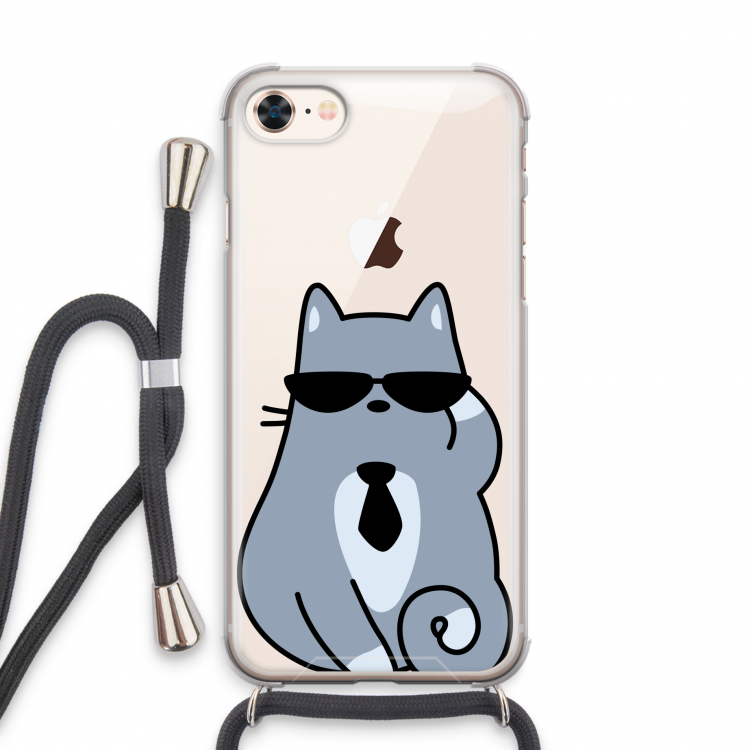Cool cat: iPhone 8 Transparant Hoesje met koord