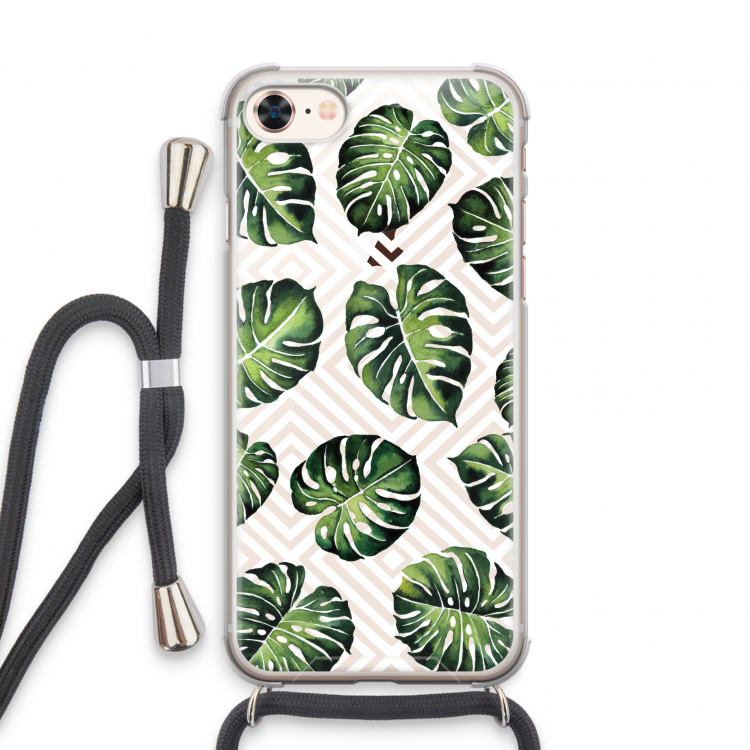Geometrische jungle: iPhone 8 Transparant Hoesje met koord