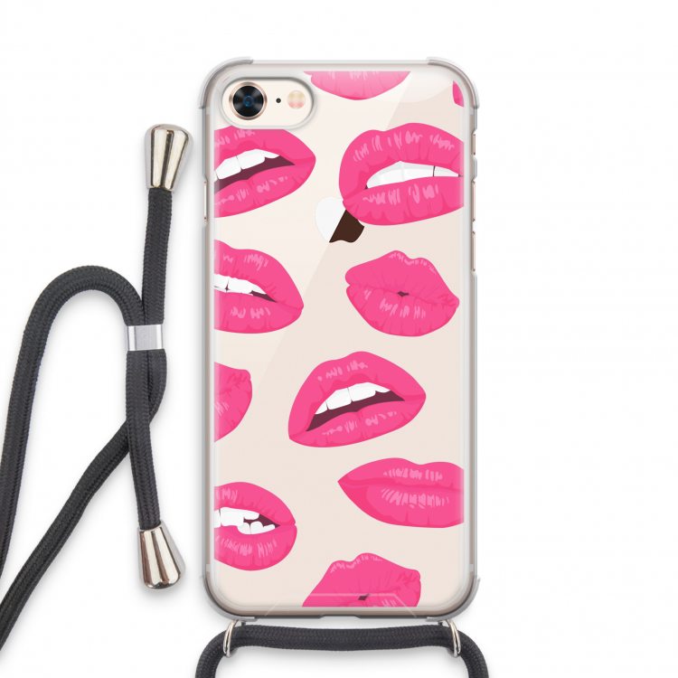 Bite my lip: iPhone 8 Transparant Hoesje met koord