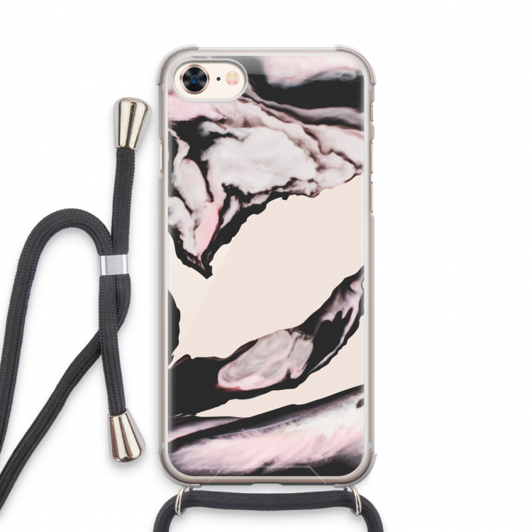 Roze stroom: iPhone 8 Transparant Hoesje met koord